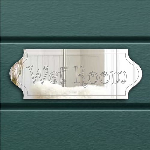 WET ROOM Door Sign Plaque Signage Acrylic Mirror Any Name/Room-Stick or Hang - Picture 11 of 11