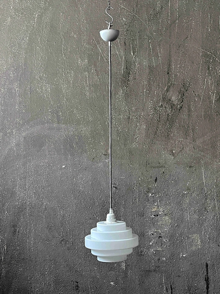 1/20 Hängelampe aus opalweißem Glas – Bauhaus ArtDeco Vintage Lampe Design - Bild 2 von 4