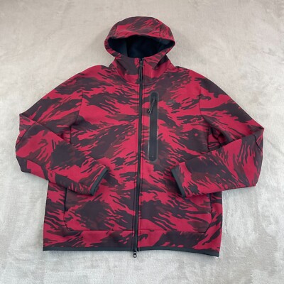 Nike Tech Fleece Hoodie Jacket Men Large Red Camo Full Zip Windrunner  Active