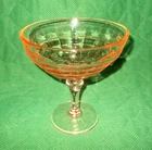 7" x 6" across    Depression Glass pink block optic style  Pedestal compote dish