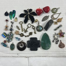 Focal Points Mix Lot Stone Unique Pendants And Jewelry Making Findings Vintage