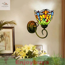 Style Wall Light Wall Lamp Fixture Stained Glass Dragonfly Wall Sconce