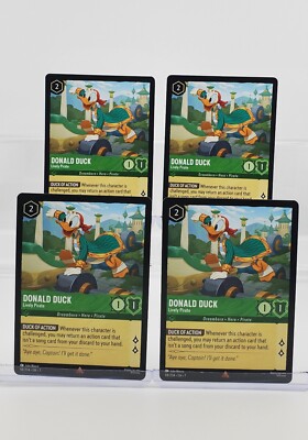 Disney Lorcana Donald Duck - Lively Pirate 98/204 Archazia's Island Rare 4 Cards