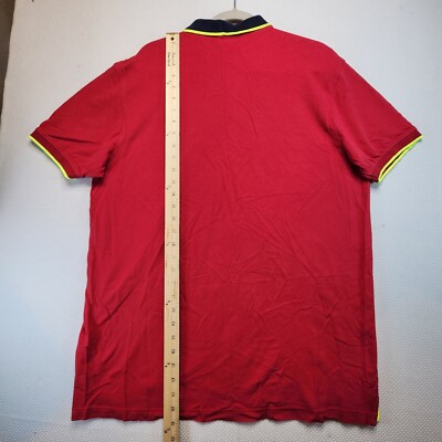 Ascot Sport Mens Polo Shirt XXL Red Black Collar Yellow Logo Split