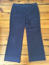 Lands End Navy Blue Cotton Polyester Blend Flat Front Casual Dress Pants 8 32x29