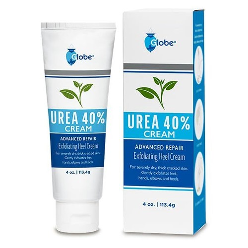 Globe Urea Cream 40% - (4 Oz) Intensive Hydration for Dry and Cracked Heels, Fee