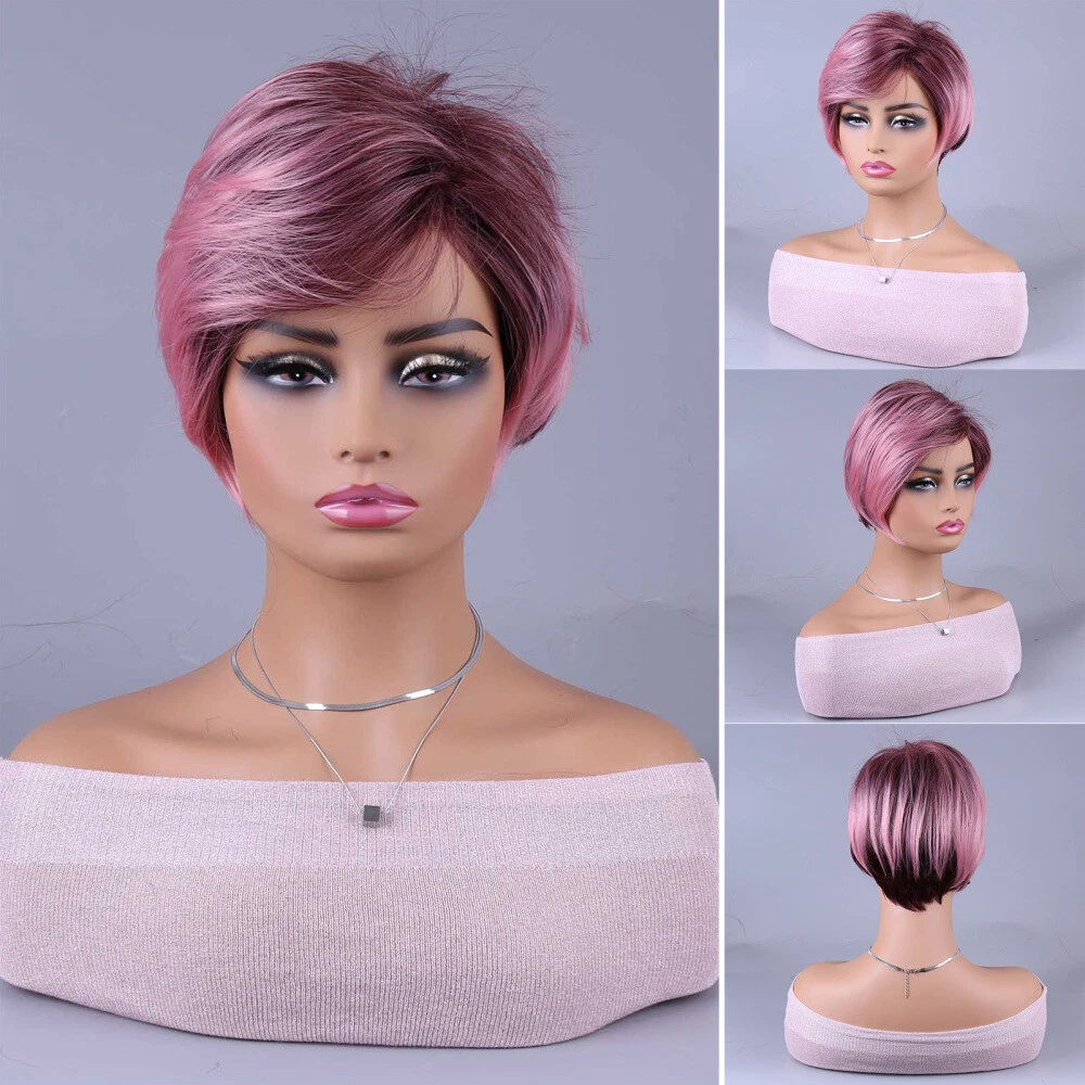 Women's Short Straight Wig Pixie Cut BOB Wigs Natural Looking Hair Full Wig - Picture 2 of 11