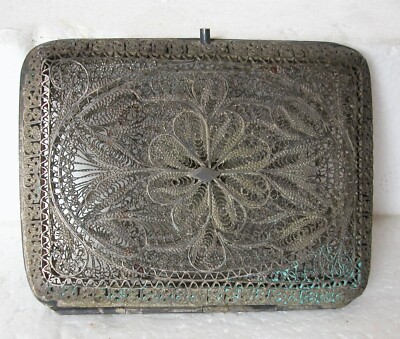 filigree cigarette case Antique Silver Hand Made Filigree Cigarette Case Box