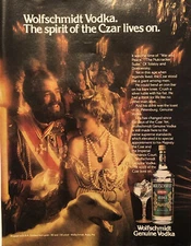 1979 Wolfschmidt Vodka Genuine VTG 1970s 70s PRINT AD Spirit The Czar Lives On