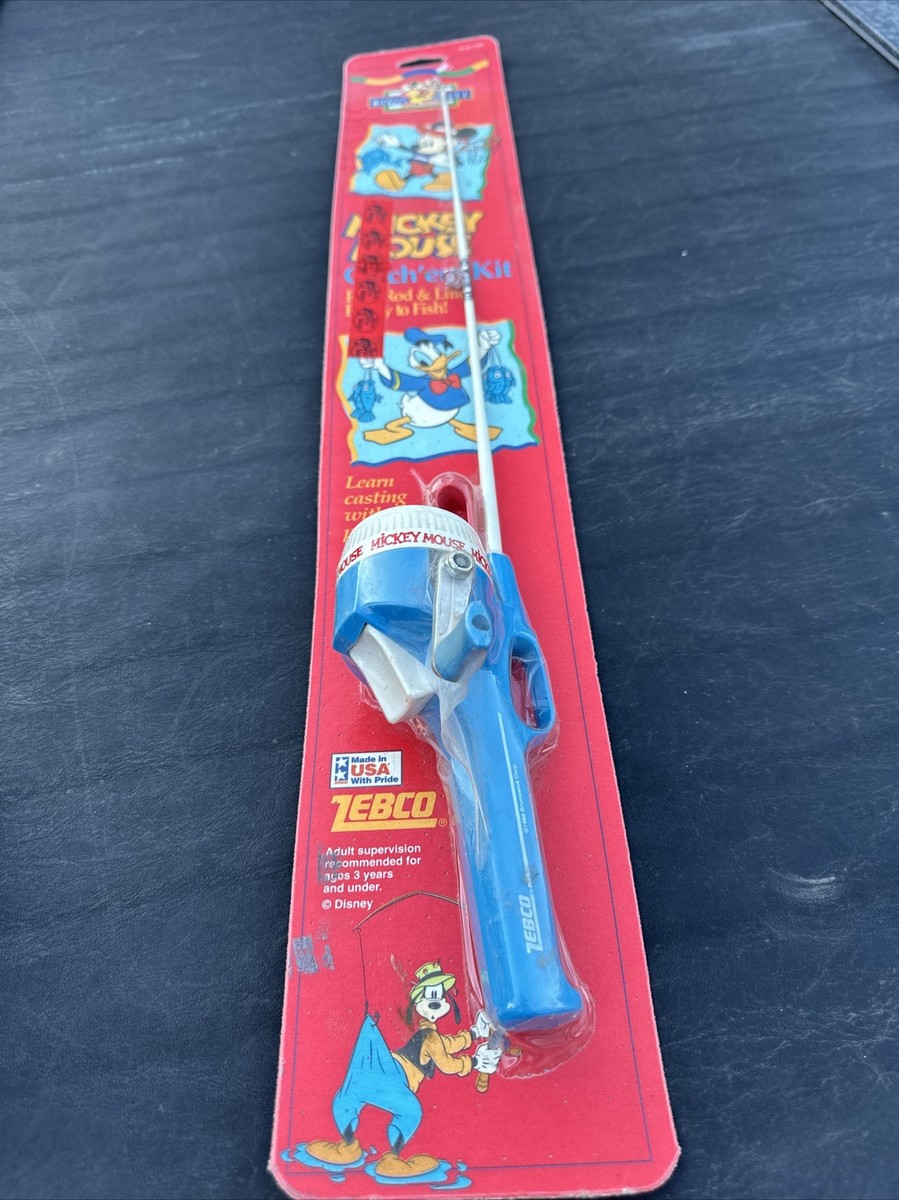 VINTAGE 1996 Mickey Mouse Zebco CATCH' EM KIT Disney Fishing Rod