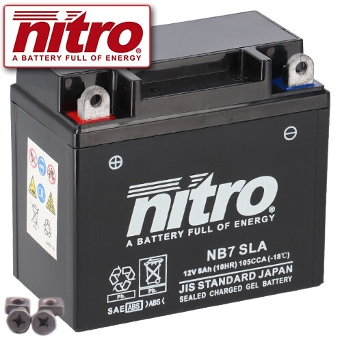 Batterie für Piaggio SKR 125 Skipper Kat CSM1T 1996 Nitro YB7-A GEL geschlossen - Bild 1 von 1