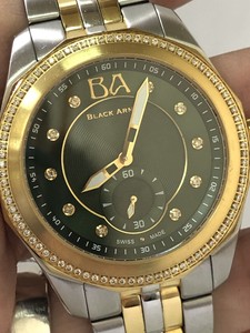 Reloj Pulsera Cubierta Negra Armin Diamantes Hecho En Suiza Oro P Esfera Verde 39m R12 Ebay