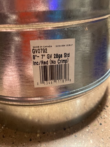 8-Inch Backdraft Damper Inline Vent Spring Loaded With 8”-7” Gv0792 Reducer. - Picture 14 of 24