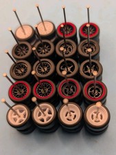 10 HOT Red custom sets Real Riders Wheels Rims rubber Tires 1/64 JDM Import