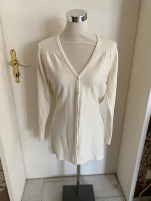Damen Cardigan Pullover Strickpullover Wolle Feinstrick Schurband Schleife L