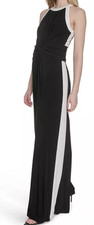 NWT Vince Camuto Women's Halter Twist-Front Black White Contrast Jumpsuit, Small