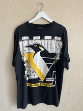 Pittsburg Penguins NHL Vintage T Shirt Black Size Large 90s