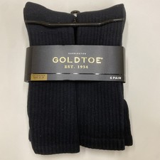 GOLD TOE Black Crew SOCKS HARRINGTON COTTON EXTENDED SIZE 12-16 MENS - 4    Pairs