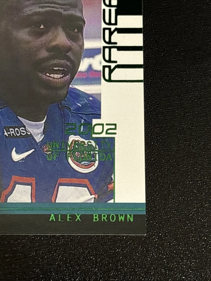 Football 2002 Sage HIT Rarefied Emerald Alex Brown RC Florida Gators DE #R13 - Image 4 of 4
