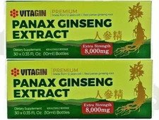 Red PANAX Ginseng Extract Premium of 12 years old Roots 8000 Mg 2 Box 60 Bottles