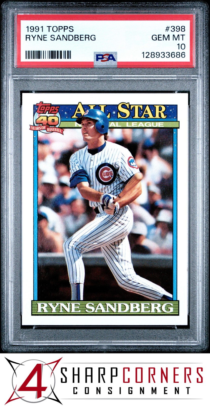 1991 TOPPS #398 RYNE SANDBERG CUBS HOF PSA 10