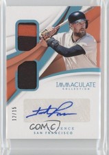 2018 Panini Immaculate Dual Material Blue 12/15 Hunter Pence #DMA-HP Auto 6fs