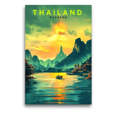 Premium Textil-Leinwand 75x50cm hoch Bangkok | Wandbild, HD-Bild auf Keilrahmen,
