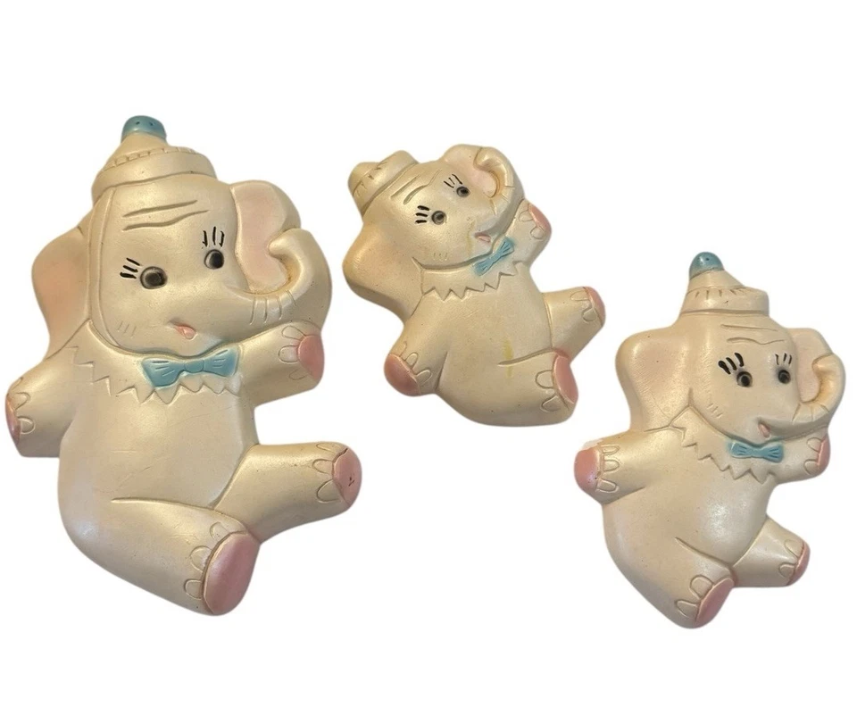 Vintage 1950s Childrens Circus Elephant chalkwear wall decor Baby Nursery - Image 2 of 4