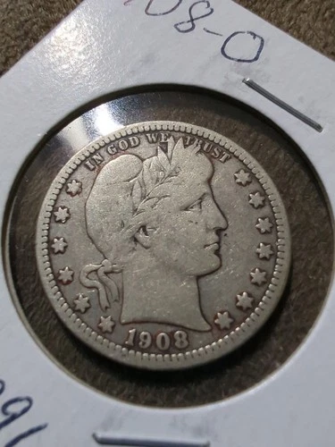 1908-O BARBER SILVER QUARTER ~ GOOD ~NICE COIN~