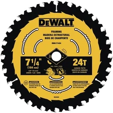 DEWALT Circular Saw Blade, 7 1/4 Inch, 24 Tooth, Wood Cutting (DWA171424B10), 10