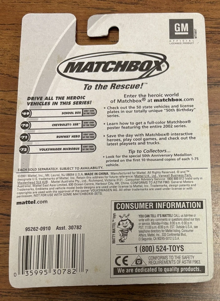 2002 Matchbox Blue Chevrolet SSR : #70 Kids Cars of the Year 50th Anniversary  - Image 2 of 2