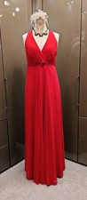 Jenny Packham No 1 Coral Red Diamante Jewel Long Evening Dress 16 Cross straps 
