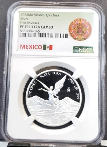 2024 MEXICO SILVER LIBERTAD 1/2 ONZA NGC PF 70 ULTRA CAMEO FIRST RELEASES