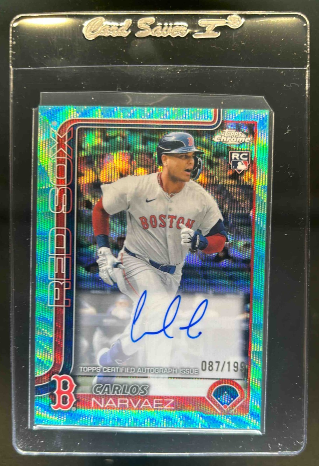 2025 Topps Chrome Carlos Narvaez Rookie Auto RC Aqua Wave Refractor #87/199