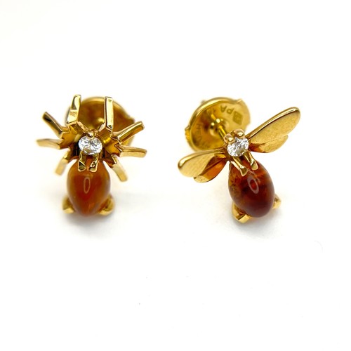 Chaumet Pierced Earrings Attrape Moi Bee Spider Motif Citrine Diamond 750YG