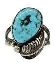 Vintage Navajo Sterling Silver Blue Turquoise Feather Ring Size 9