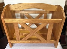 Vintage Wood Magazine Rack / Vinyl Record Holder 80s Approx. 16 X 13 X 10.5 Inch
