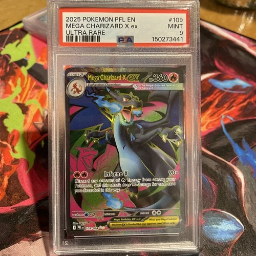 2025 Pokemon Phantasmal Flames Full Art Ultra Rare Charizard X ex 109/94 - PSA 9