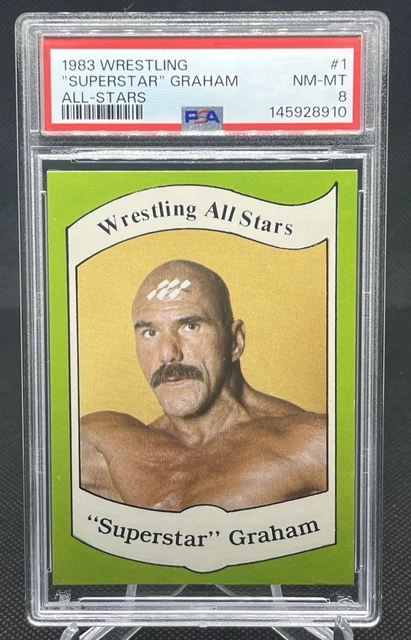 SUPERSTAR BILLY GRAHAM 1983 WRESTLING ALL STARS SERIES A ROOKIE CARD #1 PSA 8