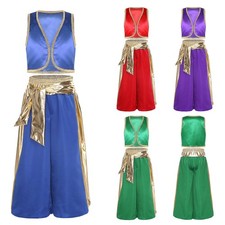 Kids Boys 2Pcs Arabian Prince Cosplay Costumes Vest and Bloomers Harem Pants