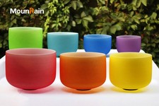 6-12inch 7Colorful Frosted Crystal Singing Bowl Chakra Sound Healing Mallet