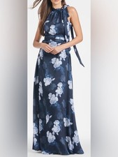 New Sachin Babi Kayla Floral Crinkle Georgette Sleeveless Gown Sz 0