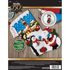 Bucilla Felt Stocking Applique Kit 18" Long Christmas Village W/Lights 86818