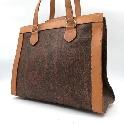 ETRO Tote Bag Paisley Pattern Brown Series Pvc