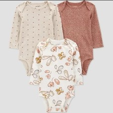 Carter's Floral and Dotted Long Sleeve Baby Bodysuit Set - Size 3M