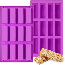 12-Cavity Silicone Granola Bar Molds, 2 Pcs Candy 12 Cavity (2 Pcs), Purple