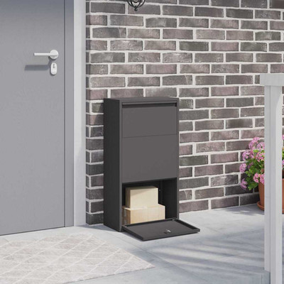 Paket Drop Box schwarz Stahl 44x22x82cm wasserdicht Riegelschloss sicher Outdoor