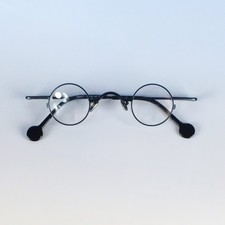 Men Piano Black Round Glasses Stainless Frame Classic Retro Design US Shipping