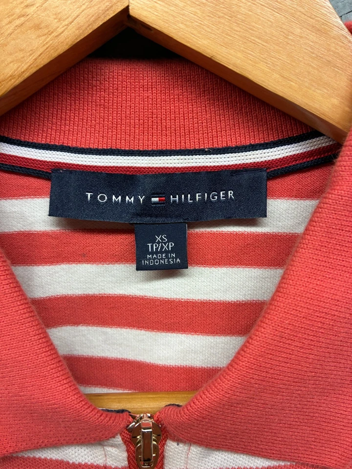 Tommy Hilfiger Sleeveless Polo Shirt Women’s XS Red White Striped Zip - Image 3 of 4