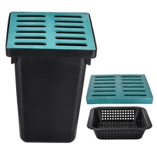 16.5x16.5in Catch Basin For Drainage W/ Fiber Glass Grate Debris Basket Drainage